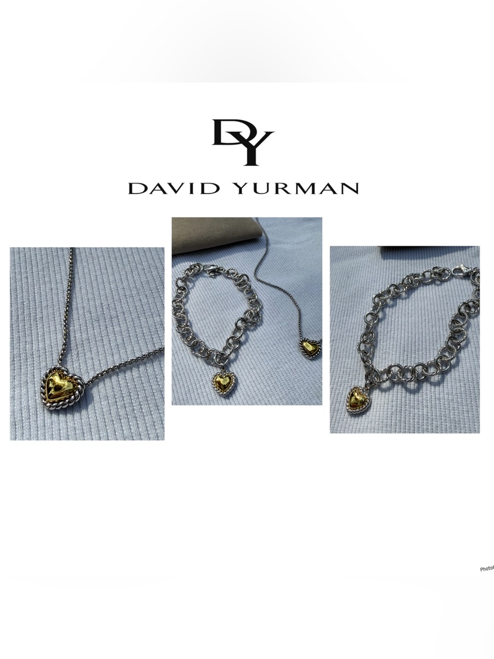 •FIRM• David YurmanCable Cookie Classic Heart Necklace bracelet 18K Yellow Gold